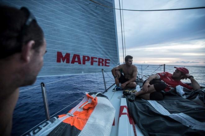 MAPFRE - Everyone sits on the bow when there is no wind - Volvo Ocean Race 2014-15 © Francisco Vignale/Mapfre/Volvo Ocean Race